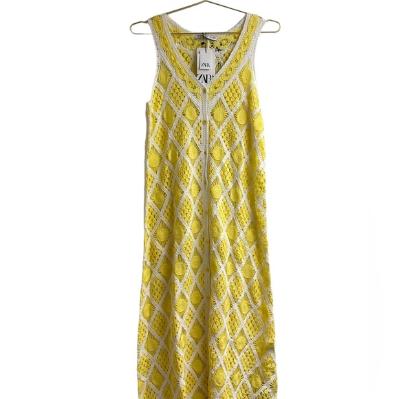 Zara Dresses Nwt Zara Yellow Crochet Maxi Dress Poshmark